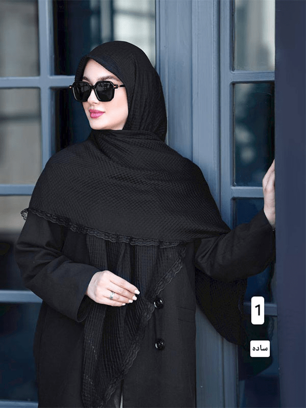 rosary meski9 روسری مشکی نخ دور دانتل - تصویر 1