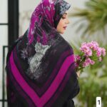 روسری نخ پنبه زرشکی