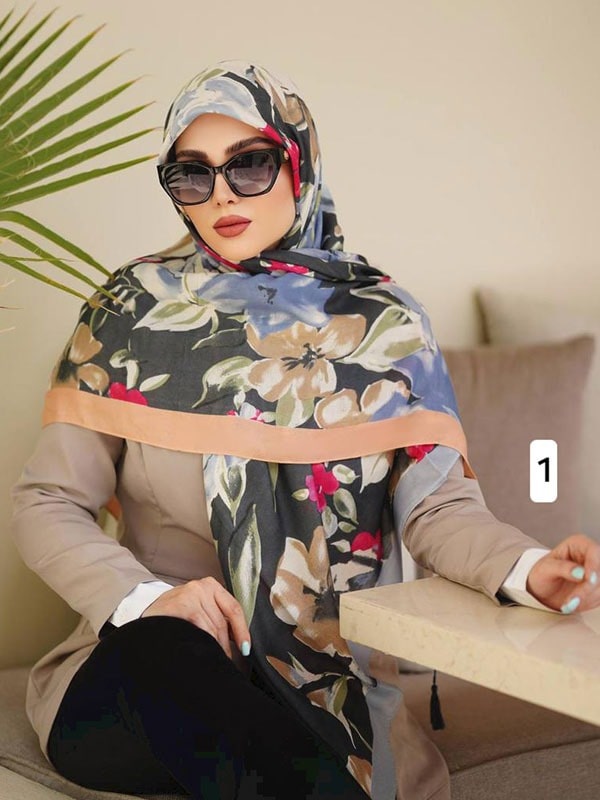 rosari nakhi19 روسری نخی طرح دار - تصویر 1