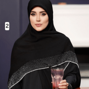 روسری نگین مروارید مشکی نگین دار